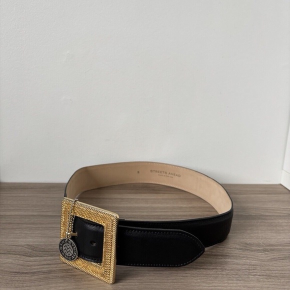 Streets Ahead Belt Black Leather Buckle Gold Sz Small❤️ - Picture 6 of 6
